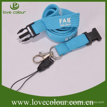 Blue security badge lanyard with mobile phone loop